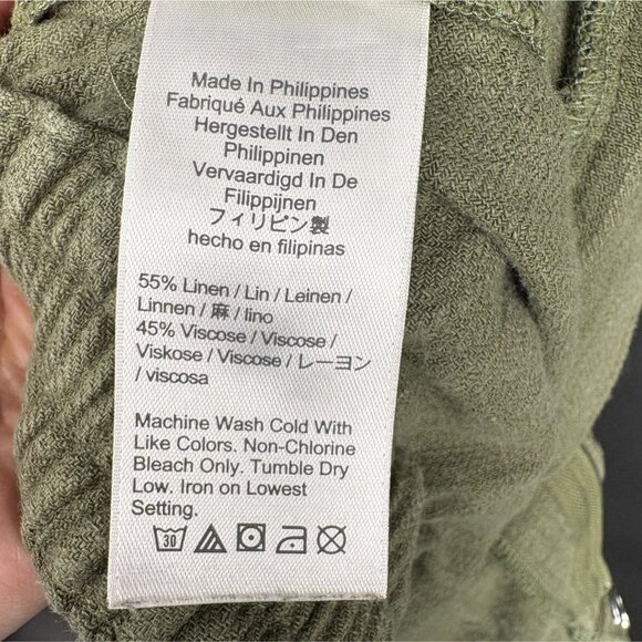 J.Crew Women's Tie Waist Linen Blend Cargo Pants 4 Green Jogger Patchwork Boho - Picture 7 of 11